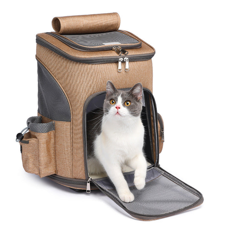 Travel Cat & Dog Backpack with Trolley and Wheels