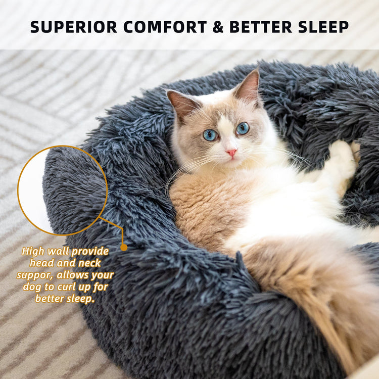 Round Plush Pet Bed for Small Dogs & Cats