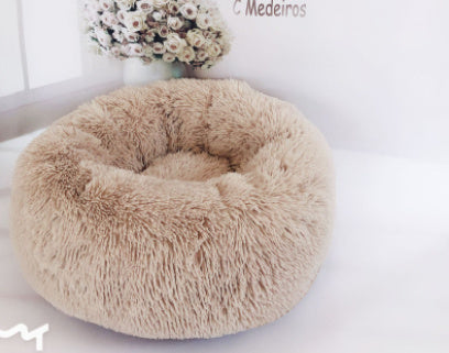 Round Plush Pet Bed for Small Dogs & Cats
