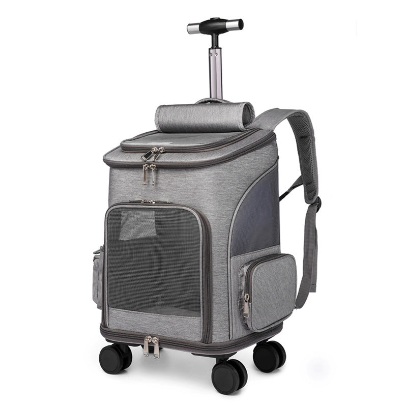 Travel Cat & Dog Backpack with Trolley and Wheels