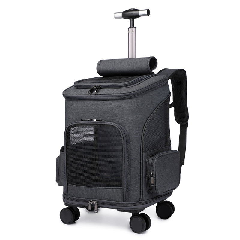Travel Cat & Dog Backpack with Trolley and Wheels