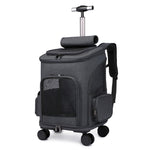 Travel Cat & Dog Backpack with Trolley and Wheels
