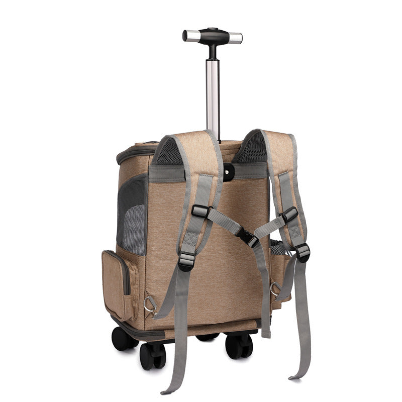 Travel Cat & Dog Backpack with Trolley and Wheels