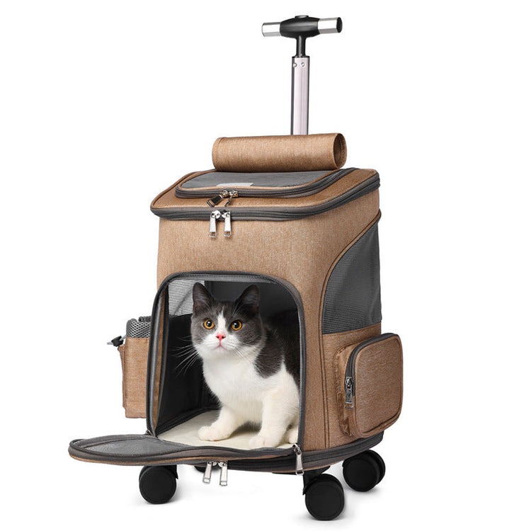 Travel Cat & Dog Backpack with Trolley and Wheels