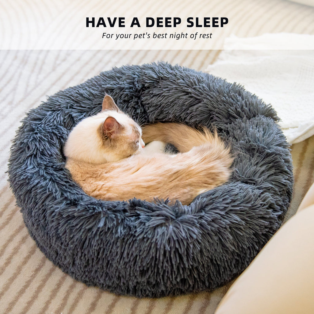 Round Plush Pet Bed for Small Dogs & Cats