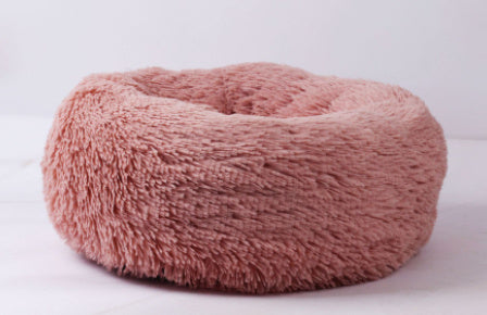 Round Plush Pet Bed for Small Dogs & Cats