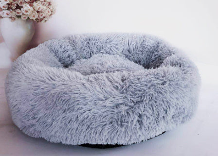 Round Plush Pet Bed for Small Dogs & Cats