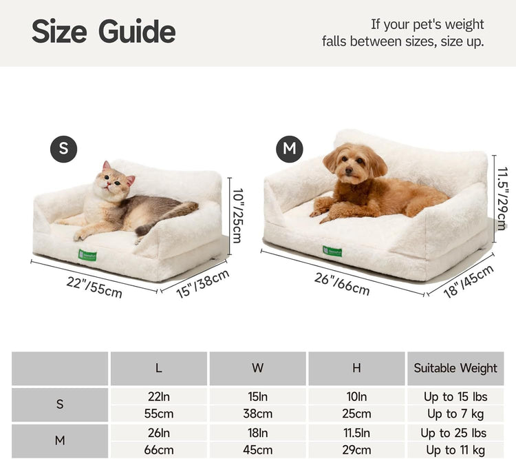 MEWOOFUN Cat Sofa Bed with Washable Cover – Medium White