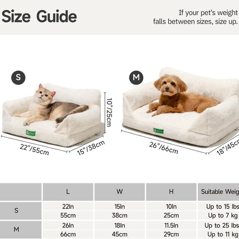 MEWOOFUN Cat Sofa Bed with Washable Cover – Medium White