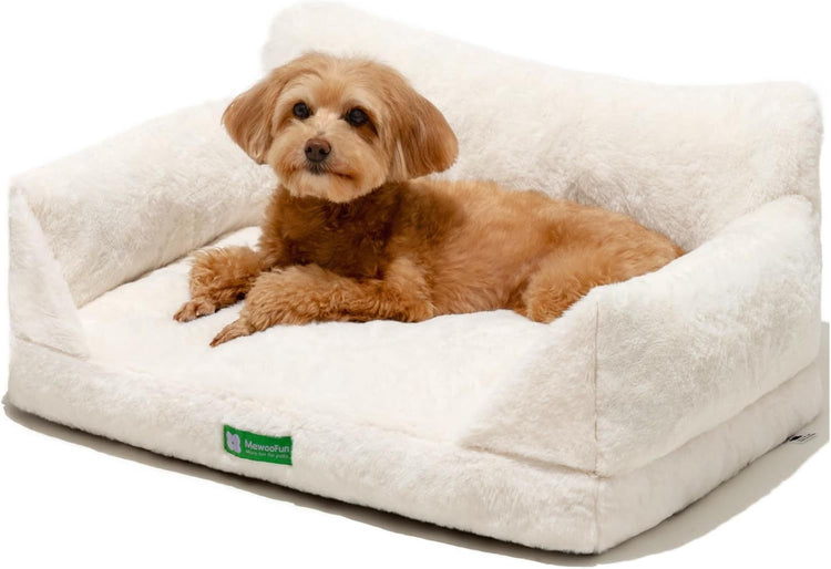 MEWOOFUN Cat Sofa Bed with Washable Cover – Medium White